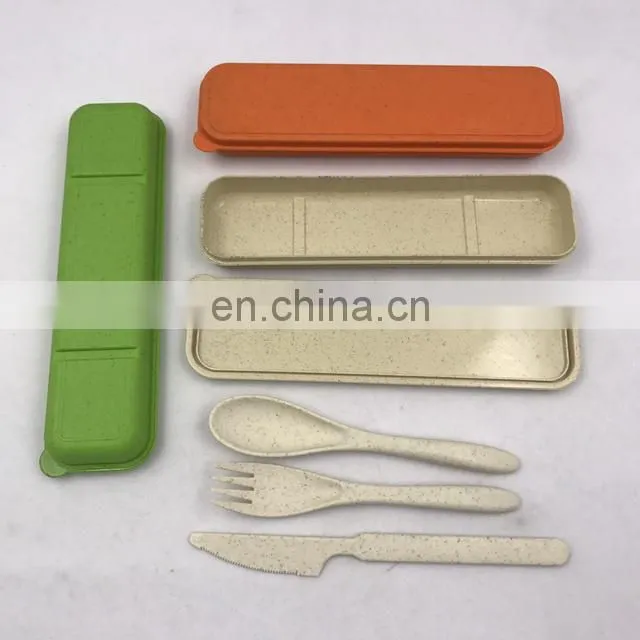 Eco-friendly Wheat Straw Material Portable Travel Plastic Cutlery Set