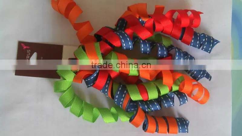Christmas Printed Grosgrain Curly Ribbon, Fabric Present Bow, Woven Gift Wrapping Curling Ribbon Bow for Everyday Decorate