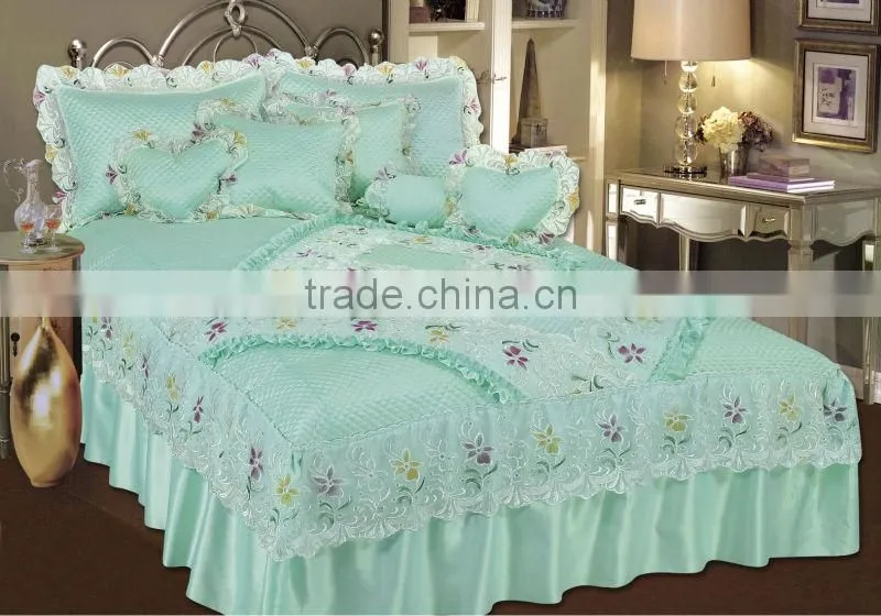 wedding satin bed cover set