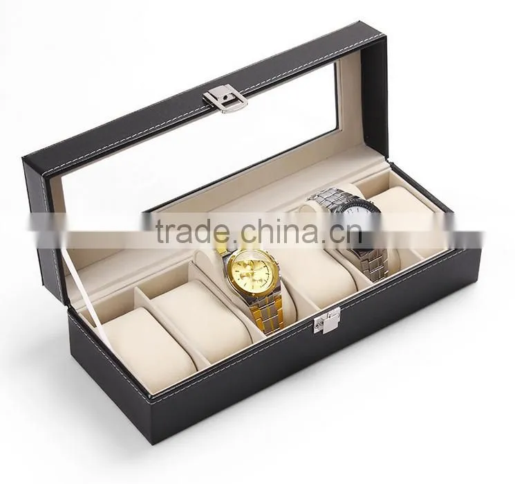 W806-20 20 Grid Slot Black PU Leather Big Watch Packaging Box with Drawer
