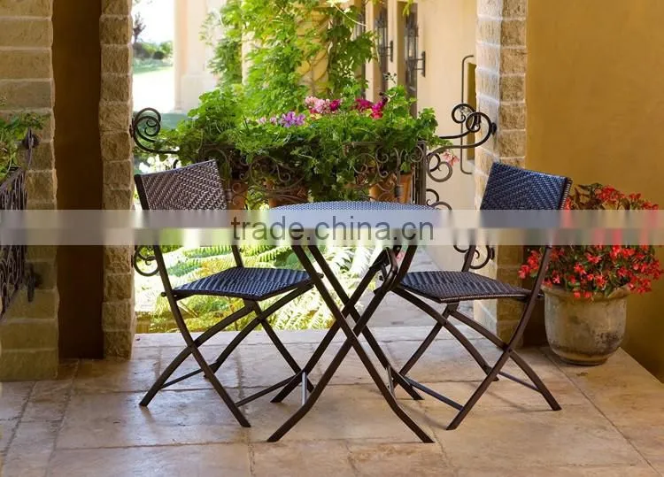 Easy Three-piece Balcony Foldable Cast Aluminum Outdoor Furniture Metal Miami Rattan Furniture
