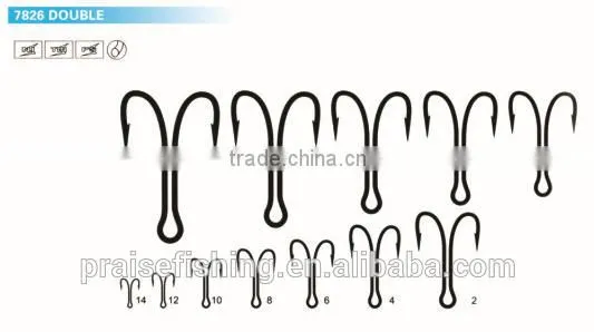 White Nickle high carbon steel PR-7826 DOUBLE wholesale fishing hook