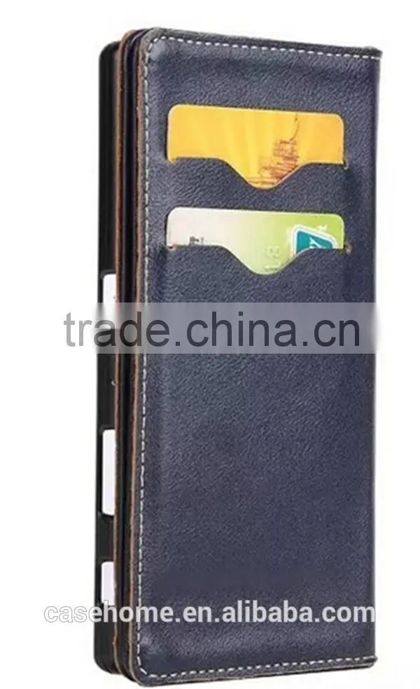 Genuine leather Wallet Flip Case Cover for sony z5 with real leather case
