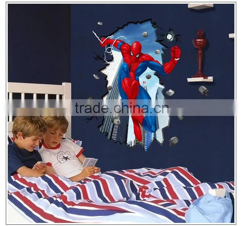 2016 3d Vinyl Wall Stickers For Kids Rooms Pvc Wall Decals Home Decor 3D Super hero Wholesale