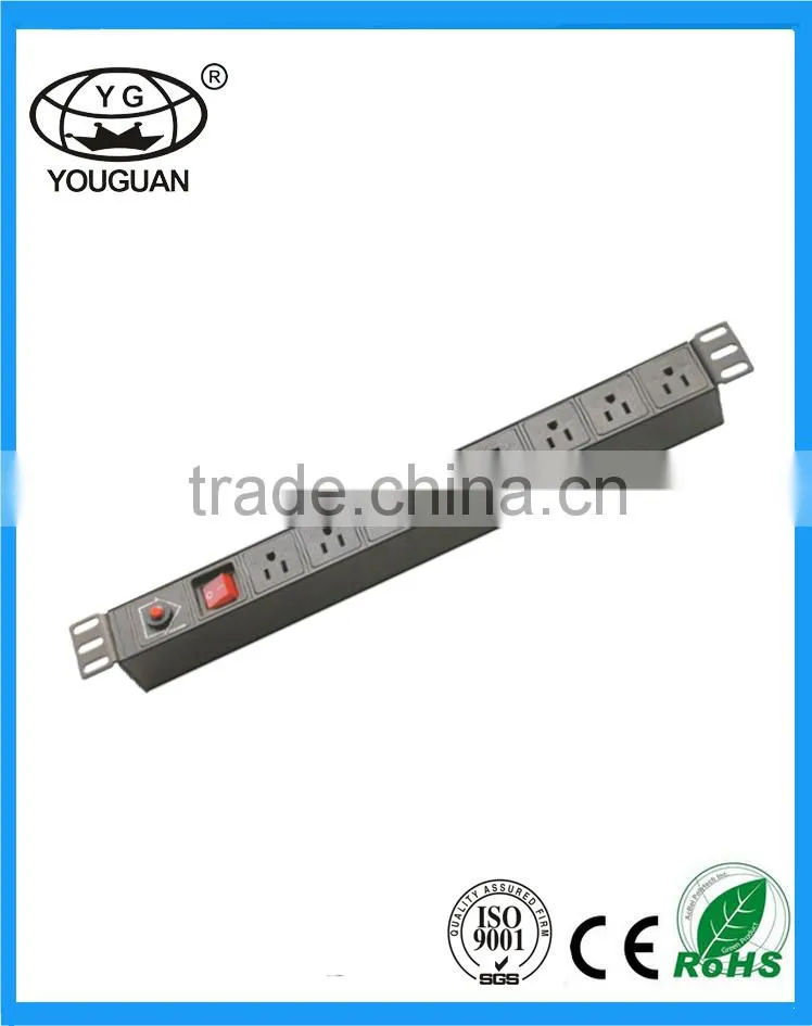 19''US type 8 ways PDU with switch and overload protection
