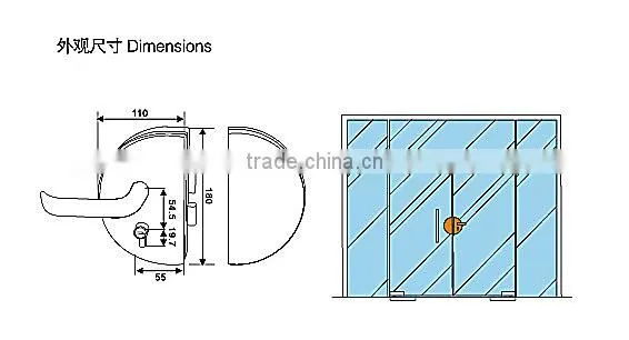 KG-09D Bilateral glass door lock