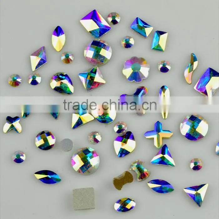 Crystal AB Rhinestone nail art rhinestones in Different Shapes, Crystal AB Nail Art Flatback Rhinestone from CRYSTAL ACE