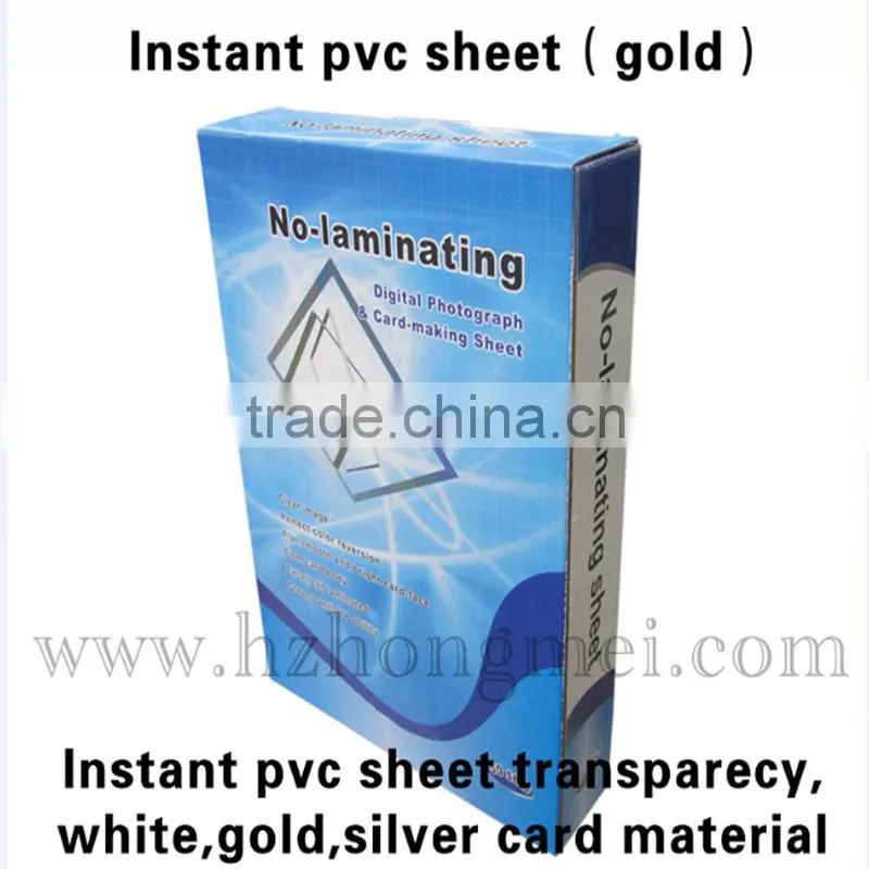 2015 New printable Gold A4(200*300mm) size Instant PVC sheets for alibaba