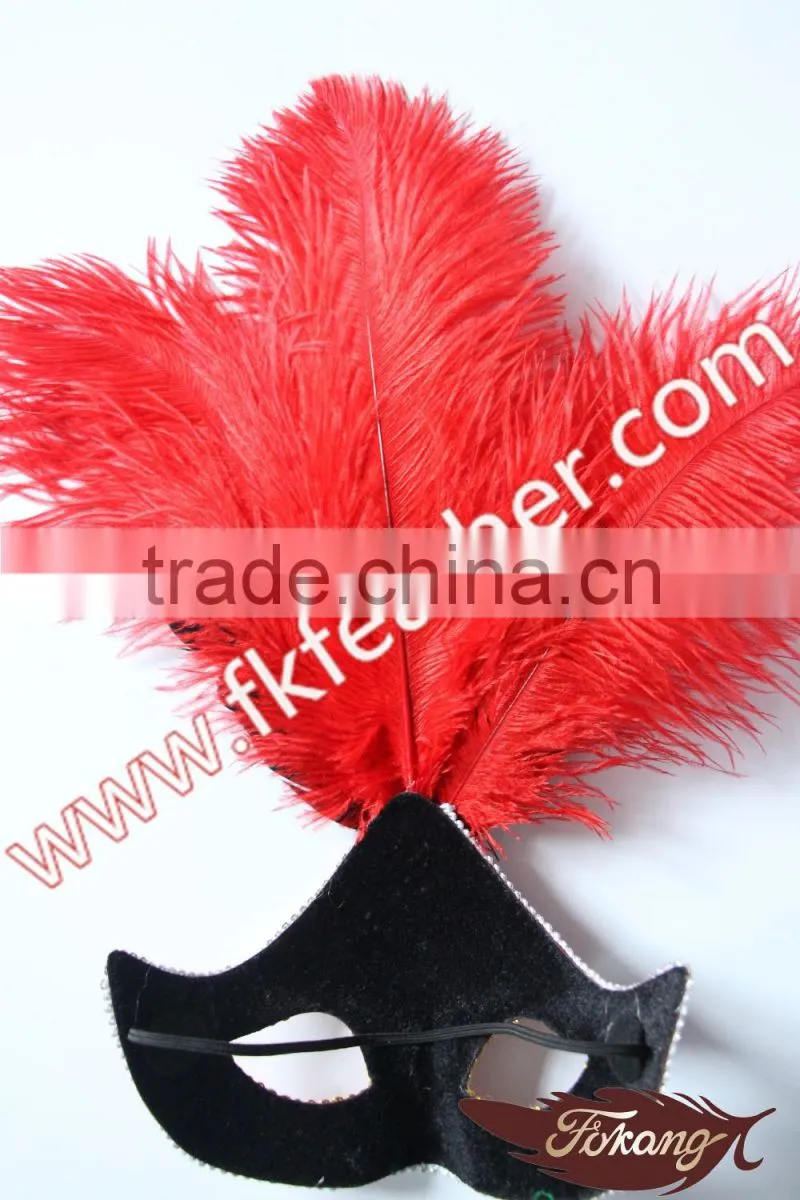 2016 Latest Selling Product PVC Party Mask With Ostrich Feather Decoration