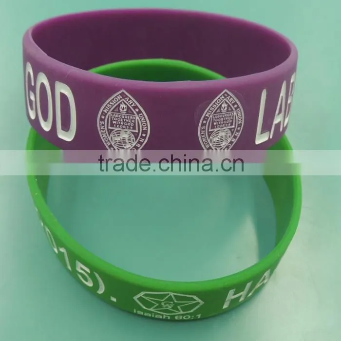 2015 custom logo transparent silicone bracelets silicone wristband