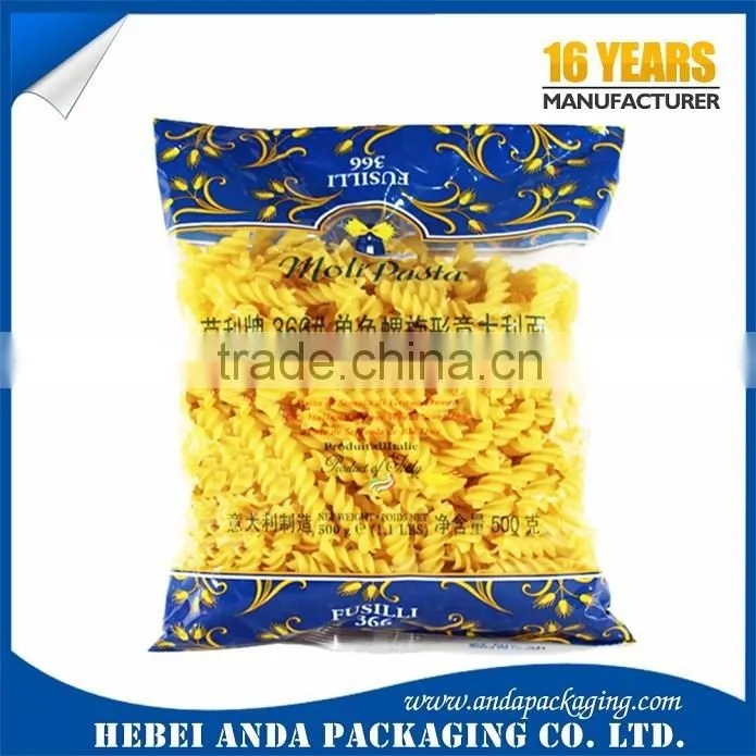 Moisture Proof Flexible Food Grade Pasta Bags Packaging Material/ Pasta Wrapper/ laminated Plastic Pasta Packaging