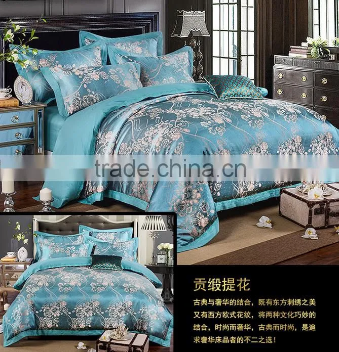 Wedding suite red roses optimal silk satin jacquard Bedding Set