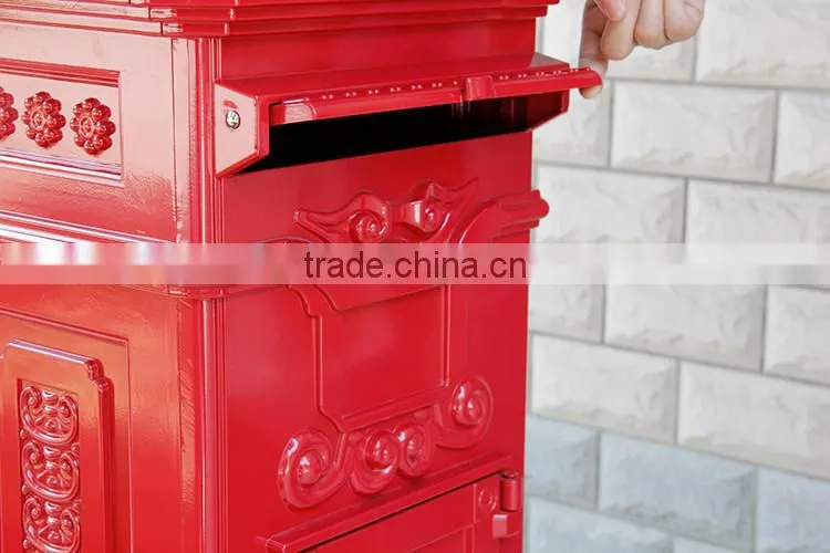 China Manufacturer Crown Decorative Modern Red Antique mailbox letterbox