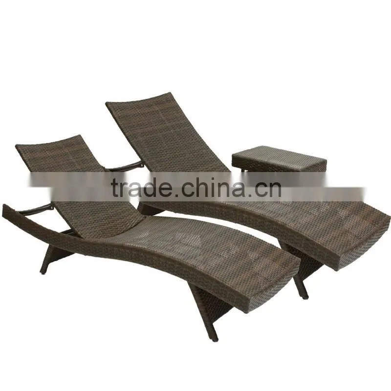 Space Saving Folding Legs Black Brown PE Rattan Wicker Outdoor Patio Pool Chaise Lounge Chair