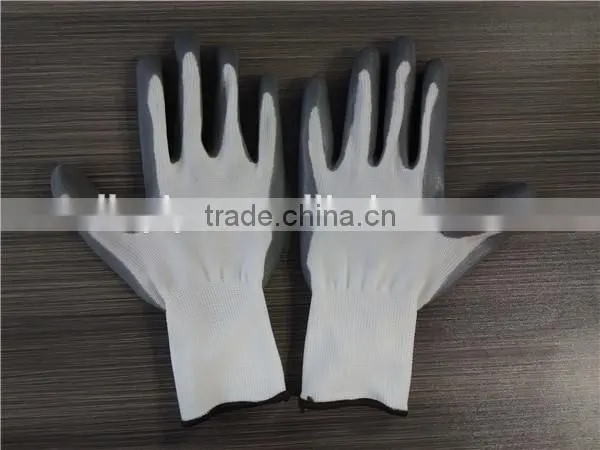 High quality 13 gauge 45g 10' gray nitrile coated white nylon industrial working glove