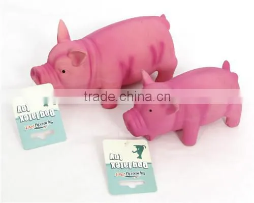 Colored latex pig with real sound dog toy display pink pig dog toy