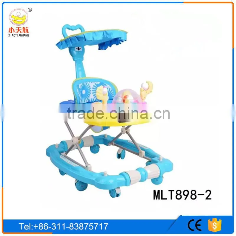 New PP plastic 8 rubber wheels rolling baby doll walker rolling baby walker with canopy