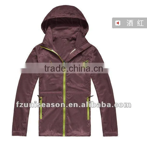 Foldable Ladies Hooded Pullover Windbreaker 2013