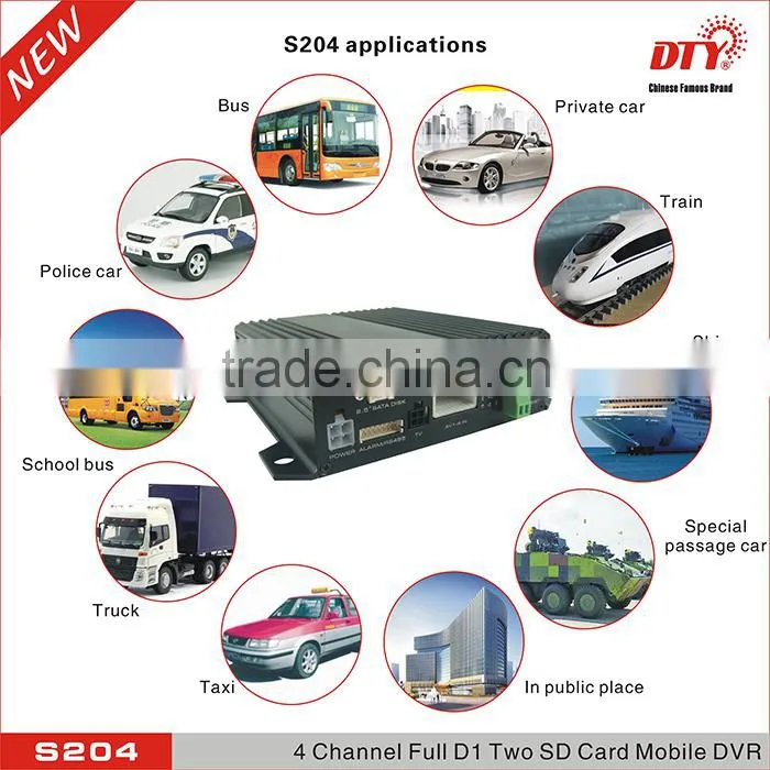 multiple channel 3g sd card car dvr with gps tracker support 4 cameras