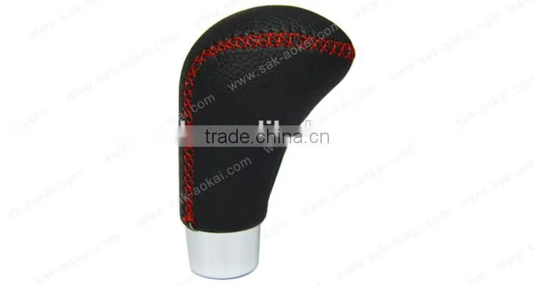 Manual Leather Car Gear Knob Red Stitching Universal