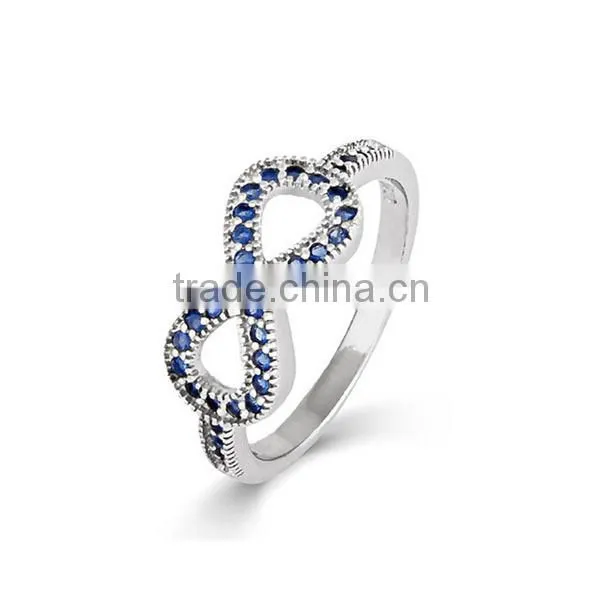 Sparkling sapphire 925 sterling silver CZ infinity ring