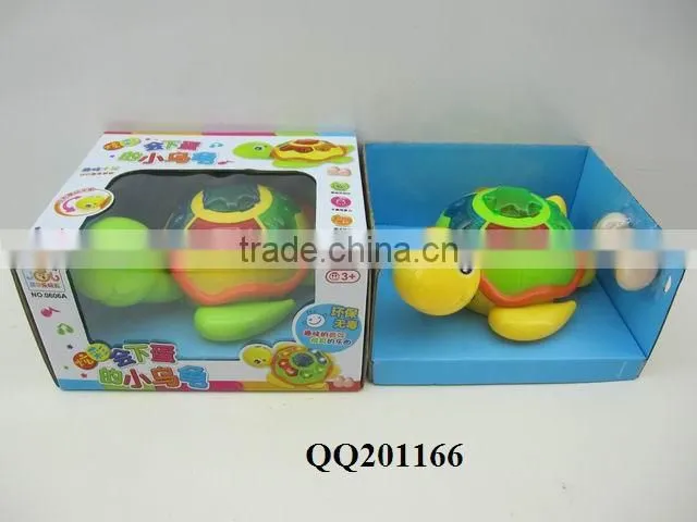 Plastic b/o bump & go toy laying turtle