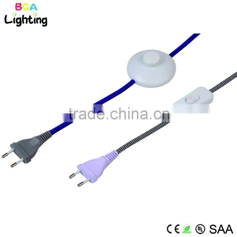 Extension cord 2 pin plug with copper braided wire