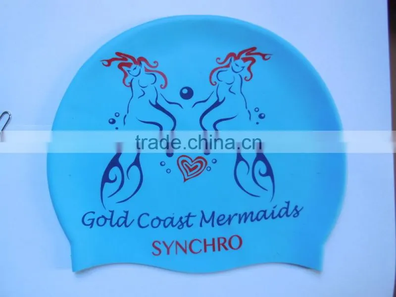 2015 hot selling different printed styles funny silicone swim cap