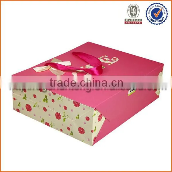 Pink rose flower design gift paper bag