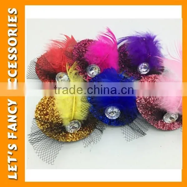 PGHD0657 Women mini top hat hair clips summer straw shape with flower