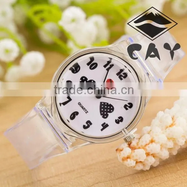 Stock! Newest Deisgn Hot Sale Younth High Quality Fashion Simple Star Transparent Plastic Kid Wrist Watch