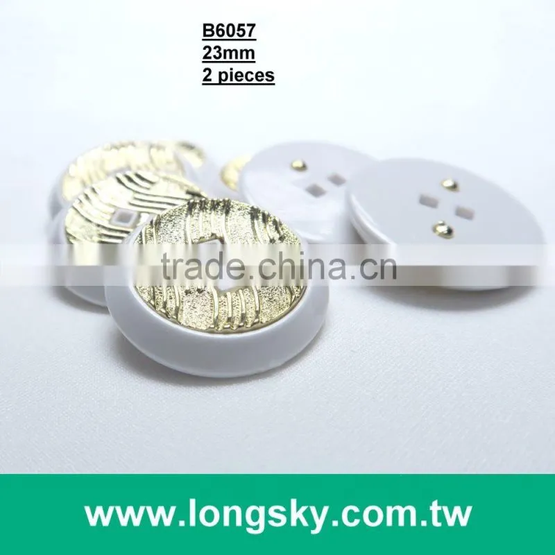 (#B6056) two holes gold plating white rim two parts assembled garment button