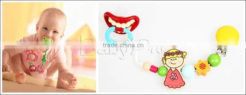 2015 Wholesale Soother Clip Wooden Pacifier Chain
