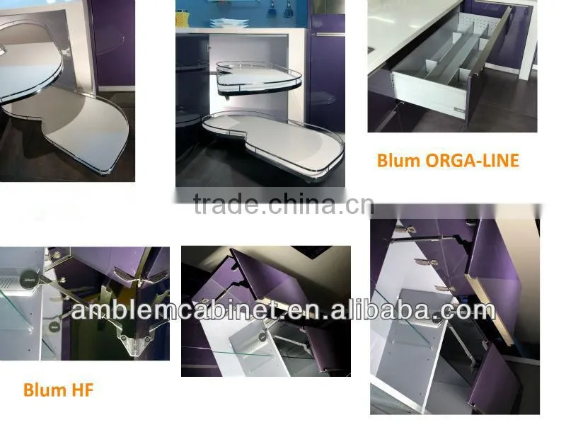 2014 new high gloss purple lacquer kitchen cabinet