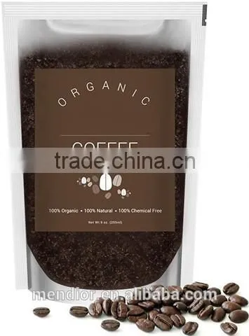 Mendior Organic Arabic coffee body scrub stretch mark eposon salt OEM body polisher scrub, SPA,custom brand,200g