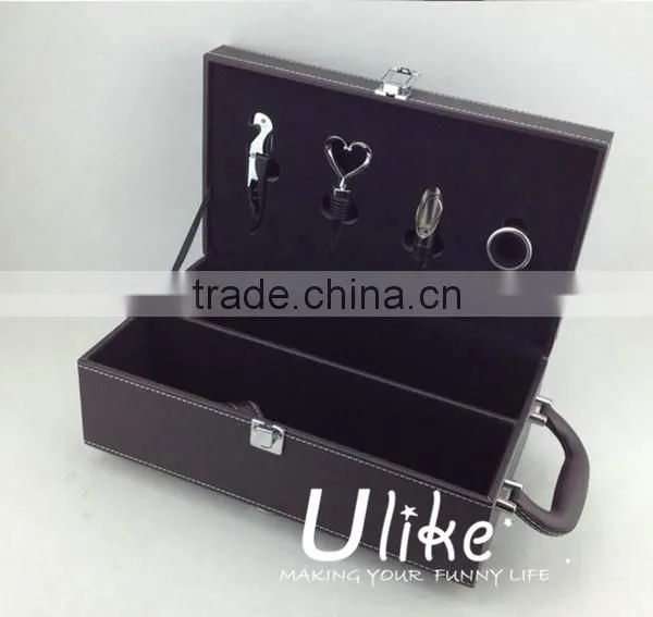 beautiful Leather beverage packing box luxury gift box packaging Leather wine package packaging bag