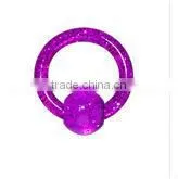 14 Gauge Clear Glitter Ball Captive Ring