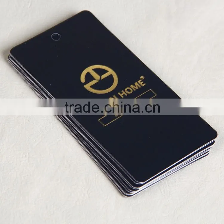 Coated art paper printting black with foil stamping hangtag for business men
