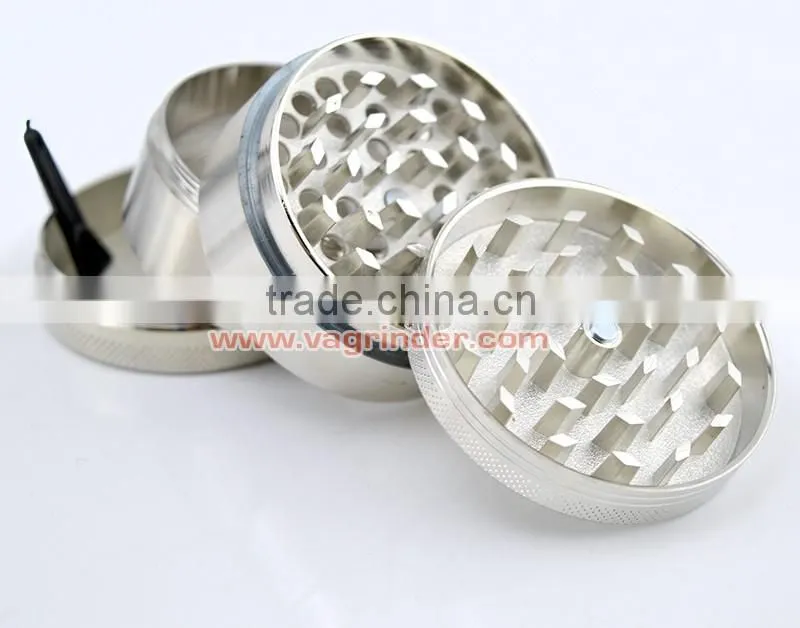 LARGE 4 Piece SMART CRUSHER ZINC ALLOY 2.2 INCH Tobacco, Spice Herb Grinder + POLLEN SCRAPPER