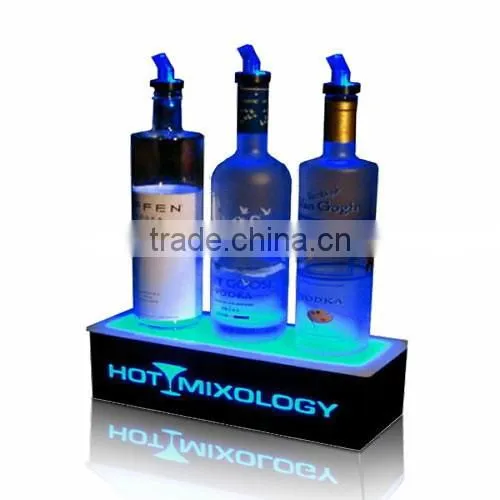 handmade LED nighclub acrylic liquor display case,acrylic wine rack,acrylic wine bottle holder witn engraving sign
