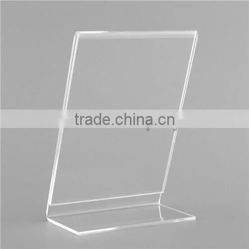 handmade excellent L shaped clear acrylic a4 paper holder/acrylic menu stand/acrylic label holders