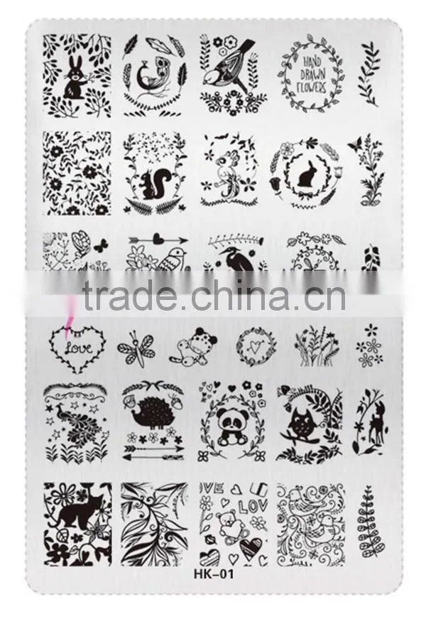 New style HK 02 flower and arrows design nail art stainless plate