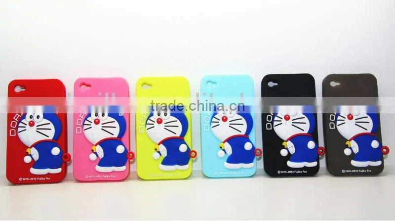 Dongguan factory manufacture !!! new style cartoon design silicone mobile phone case for Doraemon