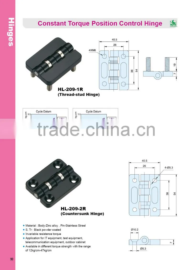 HL-209-2R-S ZDC zinc alloy Industrial laptop angel adjustable hinge