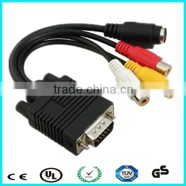 HD 15pin male to rca s video vga cable