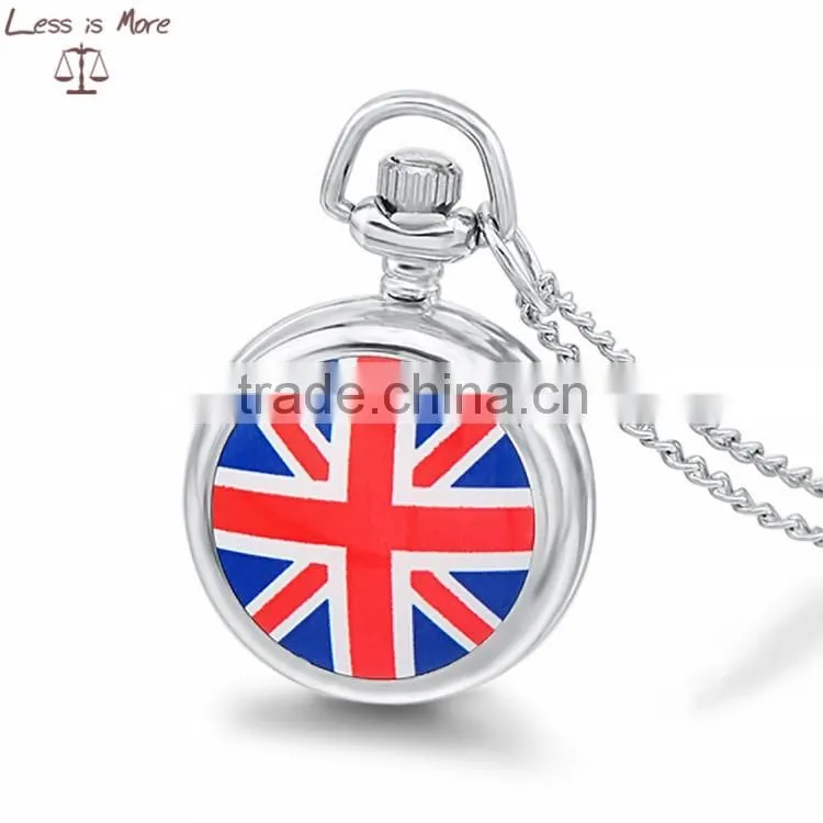 Custom pocket watches, vintage us flag watche necklace