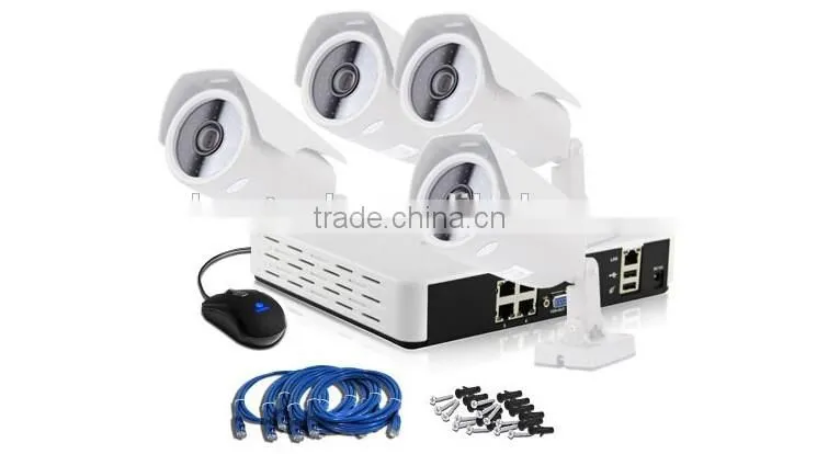 Security Network 720P POE IP Camera Mini HDMI CCTV System 4 Channel NVR Recording Surveillance Kit