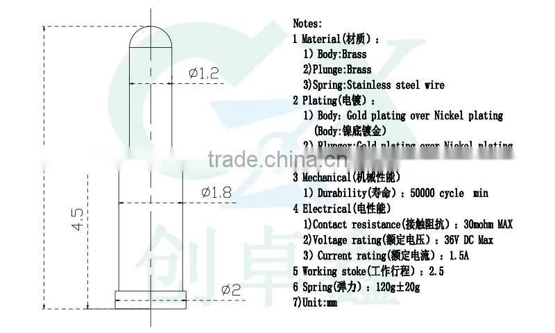 2016 hot sale plunger brass pogo pin connector pcb connector