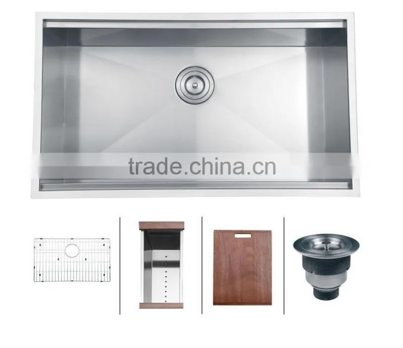 Stainless Steel Kitchen Sink Single Bowl with Sink Strainer, Cutting Board