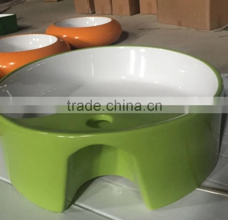 colorful light color design above counter art basin